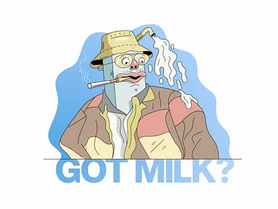 Hunter S. Thompson aka "MilkMan" adobe illustrator caricature cartoon cartoony character character design funky graphic design hunter illustration linear lineart mascot milk milkman thompson vector