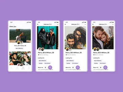 Vivida app – couple profile app design ui design ux design