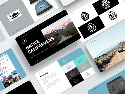 Native Campervans brand book branding camp camping emblem logo sticker van van life