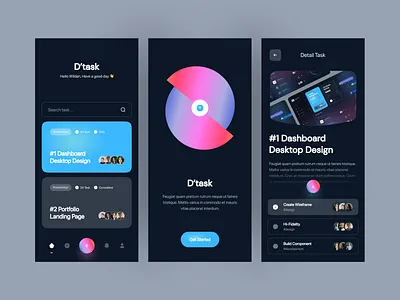 D'task - Team Task Management card dark dashboad gradient manage management management app mobile dashboard task task list tasks