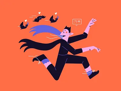 Bat animals bat bold colors character character design design illustration illustration 2d inktober minimal art movement october run running spooky spooky season vector vector art web illustration