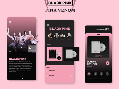Music Playlist Application Blackpink app design graphic design ui ux uxui