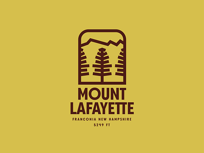 Mount Lafayette badge branding camping hiking logo mountain new hampshire outdoors pine trees retro