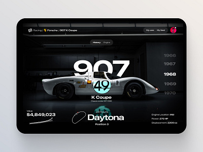 Vintage Racing car app car dark desktop endurance lemans minimal porsche racing ui vintage