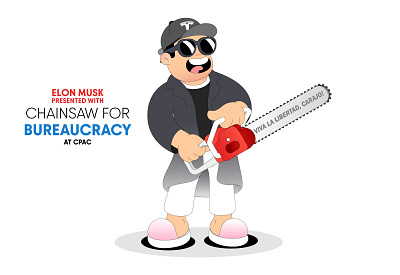 Elon Musk with Chainsaw illustration