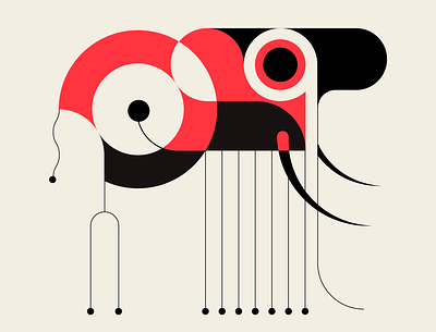 Elepede abstract black design elephant geometric illustration messymod minimalism vector