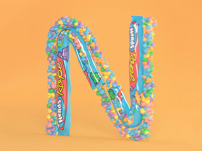 N is for Nerds Rope 36daysoftype 3d type 90s 90s kid c4d cinema 4d design food illustration lettering nerds nerds rope nostalgia retro typography