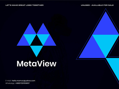 letter m & v MetaView logo design ai brand brand mark branding crypto ecomerse icon letter mark logo logo design logo mark meta metaverse metaview monogram nft saas software virtual reality vr