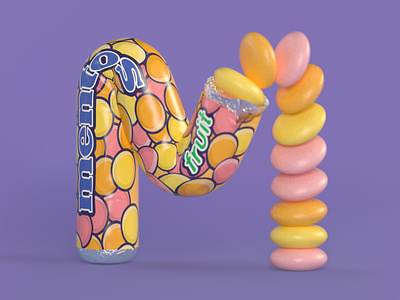 M is for Mentos 36daysoftype 3d 3d lettering 3d type 3d typography 90s advertising c4d cinema 4d food food illustration illustration lettering mentos retro typography