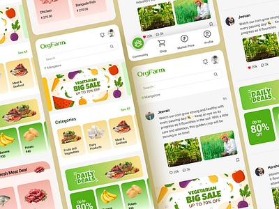 OrgFarm Organic App Community and Shop animation branding design dribbbledesign graphic design illustration logo motion graphics ui uiux vector