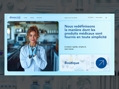 Redesign concept for Divocco medical ai clean glassmorph homepage medicine shop ui uiux webdesign