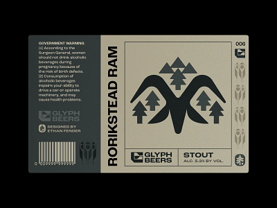 Rorikstead Ram beer beer label colorado elder scrolls goat icon illustration logo mountain nature packaging ram skyrim stout symbol trees video games viking