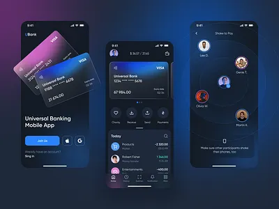 UBank — Mobile Banking UI app bank bank account bank app banking credit card dark theme finance finances financial fintech ios mobile mobile app money money management product design transaction ui ux