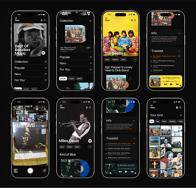 Vinew - Vinyl Collection App (Shots) album app design figma graphic design interaction interface music music app product design ui ui design ux ux design vinyl visual design