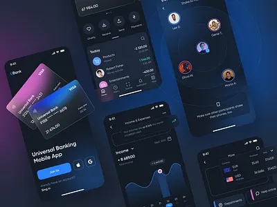 UBank — Mobile Banking Screens app bank bank account bank app banking credit card dark theme finance finances financial fintech ios mobile mobile app money money management product design transaction ui ux
