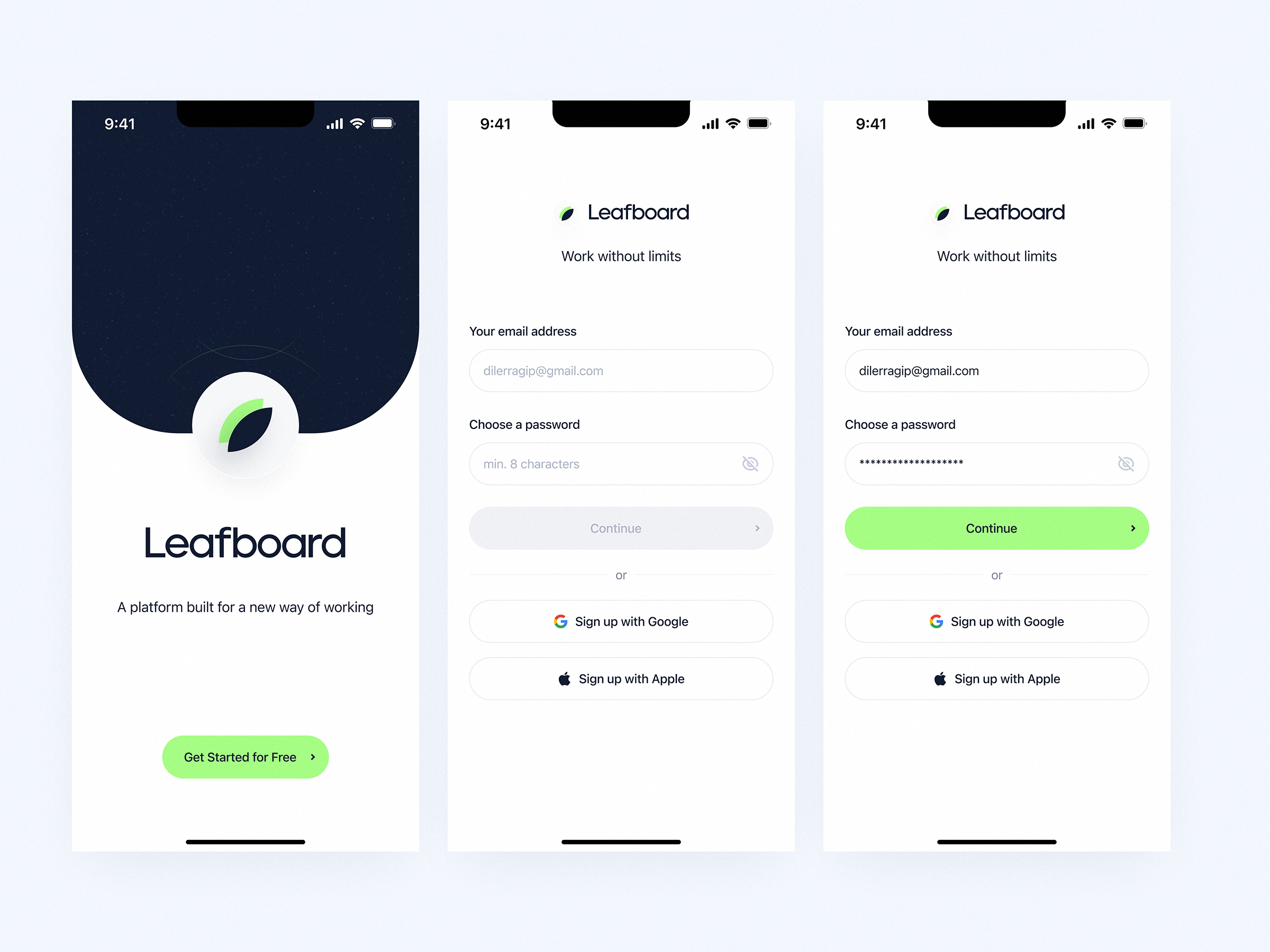 Sign Up Screens: Leafboard - Mobile Task Management Application By ...