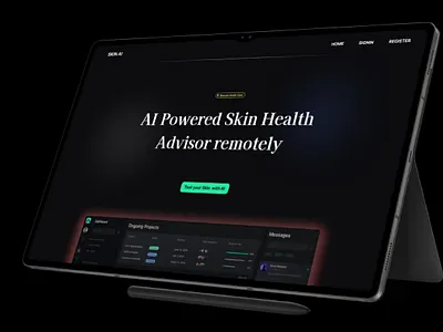 AI Powered Skin Health SaaS Platform app hero section landing page mobile saas ui website