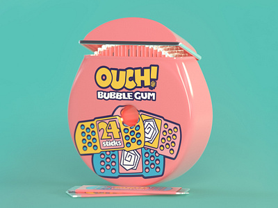 O is for Ouch Bubble Gum 36daysoftype 3d 3d type 90sfood bubblegum cinema 4d food food illustration illustration lettering nostalgia ouchbubblegum typography