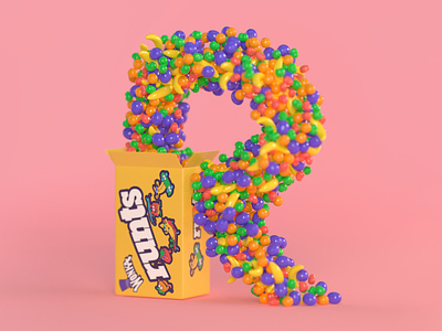 R is for Runts 36daysoftype 3d 3d type 90snostalgia cinema 4d food foodtypography fruitcandy illustration lettering nestle runts typography willywonka wonkacandy