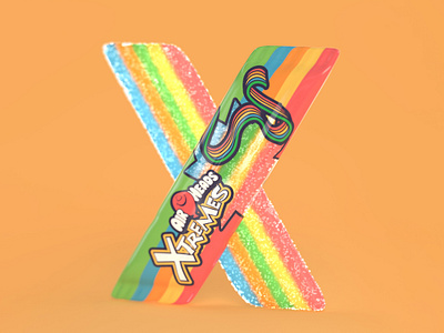 X is for Airheads Xtremes 36daysoftype 3d 3d type 3dettering 3dfood 90skid airheadcandy airheads airheadxtremes cinema 4d food illustration lettering typography