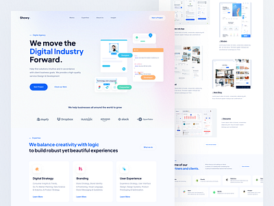 Showy - Digital Agency agency blue clean design flat landingpage layout minimalist uiux website