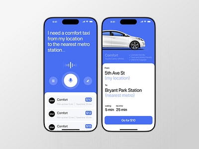 Voice-Powered Taxi Ordering App UX/UI ai ai taxi car ios mobileappdesign neural networks taxi taxi app uber uiux voice powered voice powered app