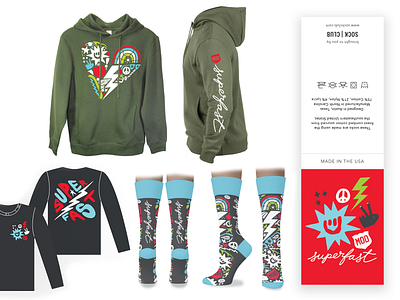 Mod Swag branding clothing fashion fast heart lightning peace smiley face socks sun sweatshirt