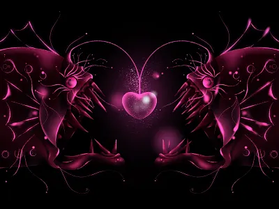 🎣💕 Anglin' for Love 💕🎣 angler fish deep sea fish glow halloween heart illustration love neon ocean pink procreate spooky