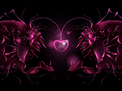 🎣💕 Anglin' for Love 💕🎣 angler fish deep sea fish glow halloween heart illustration love neon ocean pink procreate spooky