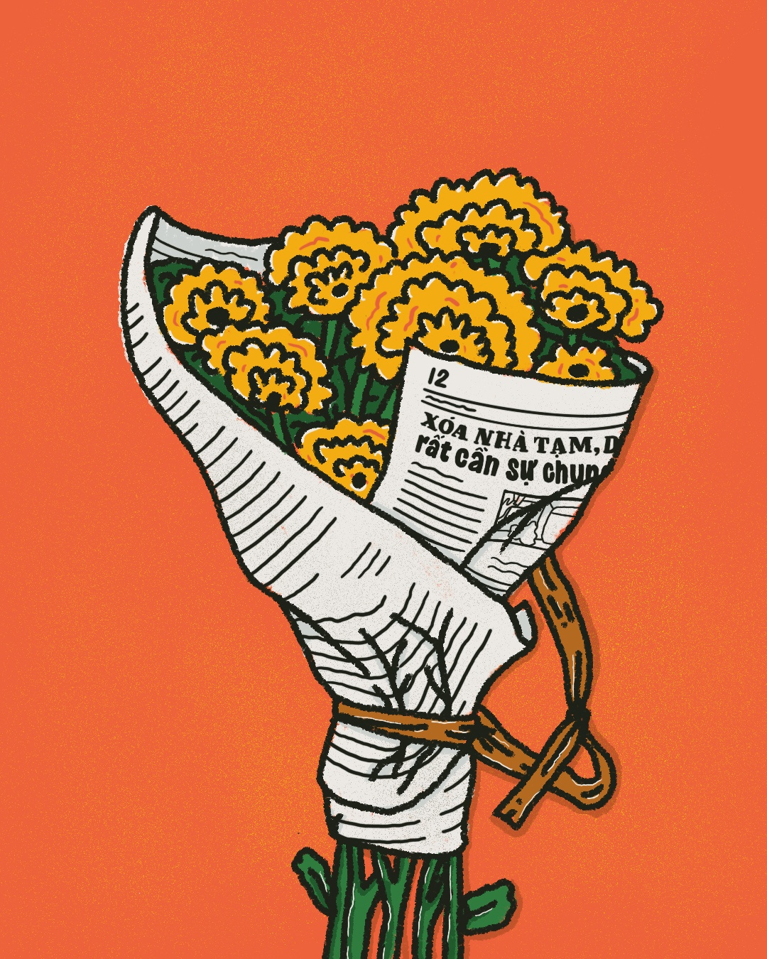 Chrysanthemum Offerings chrysanthemums flowers illustration still life vietnam vietnamese