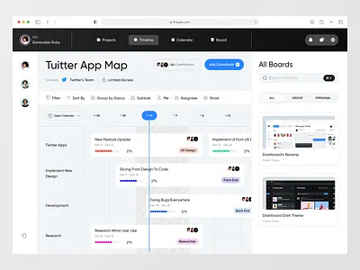 Proyek - Project Management Dashboard clean landing page manage management minimal modern progress project project management timeline timeline management tools management ui ux web design website