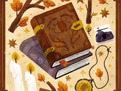 Some cozy grimoire journaling time. 📖 🔮🕯 childrens book cute daily challenge design digital digital illustration drawing fall grimoire illustration robin sheldon