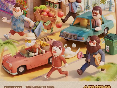 Beastie Boys "Sabotage" Fun Art 3d beastie boys california character cinema4d city hiphop la town