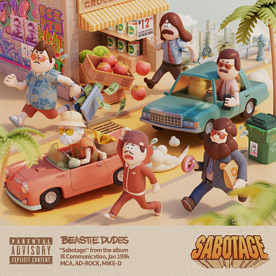 Beastie Boys "Sabotage" Fun Art 3d beastie boys california character cinema4d city hiphop la town