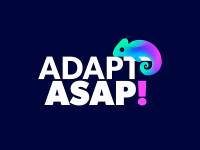 Adapt ASAP! Branding blue bold branding chameleon design gibson graphic design green logo pink rainbow vector