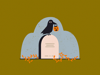 Fright-Fall 03 // Crow crow epitaph frightfall grave halloween headstone inktober spooky trick or treat vectober