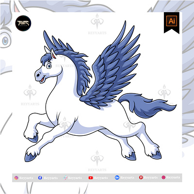 Pegasus cartoon mascot character design artwork cartoon character design fantasy horse illustration mascot mythology pegasus unicorn vector