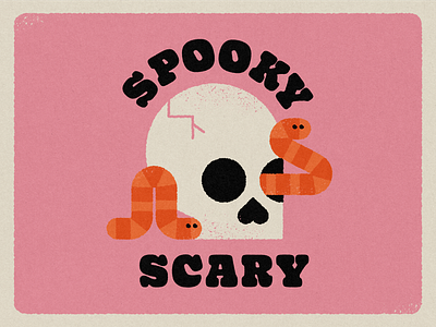 Vectober // Bones flat geometric illustration inktober pink skull spooky texture vectober worm