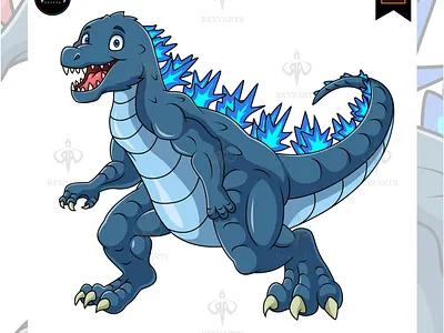 godzilla cartoon mascot character design artwork cartoon character design godzilla illustration mascot reyyarts vector