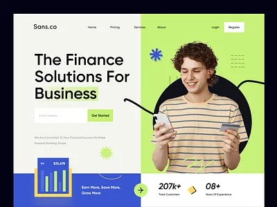 Finance Web Header bank bank landing banking design figma finance finance website fintech header hero section interface landing landingpage ui uiux ux web web design web header wordpress