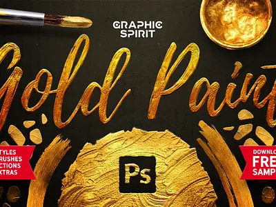 TOOLKIT Gold Paint Effect Photoshop actions backgrounds brushes color design effect embossed filter foil font gold letters metallic paint pattern photoshop psd styles template texture