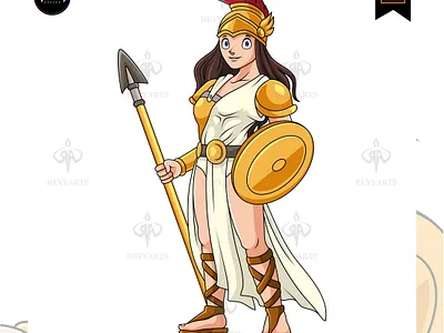 Athena greek mythology cartoon mascot character design artwork athena cartoon character fantasy greek illustration mascot mythology spartan vector warrior