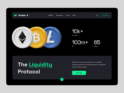 Liquidity Market Concept bitcoin blockchain cr cryptocurrency dark design ethereum landing page modern nft token ui uidesign ux website