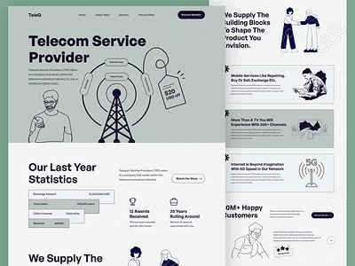 Telecom Service Website Design call call service character design communication illustration website internet internet service service website tech website technology telco telecom telecom service telecommunication telecommunication service telephone ui design uiux web design website design