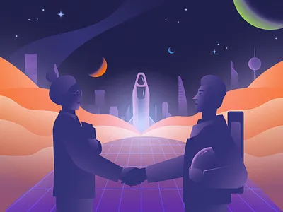 Space - launch: illustration 2d character characters future galaxy illustration illustrator launch space spaceman startup tech travel