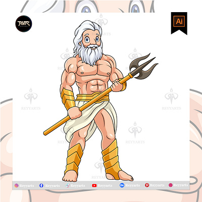 Poseidon greek mythology cartoon mascot character design artwork cartoon design fantasy greek illustration mascot mythology poseidon vector zeus