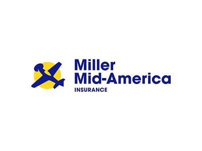Miller Mid-America Insurance Branding airplane america blue brand branding design graphic design insurance insurance logo logo plane veteran yellow