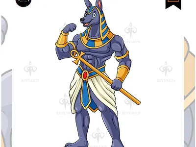 Anubis greek mythology cartoon mascot character design anubis artwork cartoon design fantasy greek illustration mascot mythology reyyarts vector