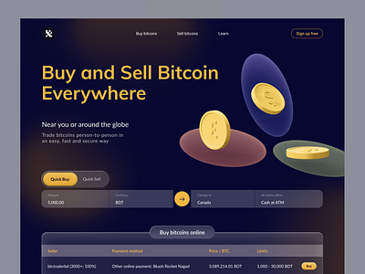 Bitcoin landing page 3d bitcoin bitcoin exchange bitcoin wallet blockchain clean crypto currency crypto exchange crypto wallet cryptocurrency dark finance investment minimal money ui ux uxui