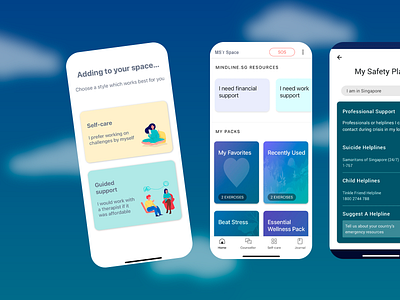 Mindline Wellbeing App app design calming design counseling design digital sanctuary health intuitive design intuitive interface meditation mental healht mindulness resilience routine self care specialist ui user interface uxui wellbeing wellness pack